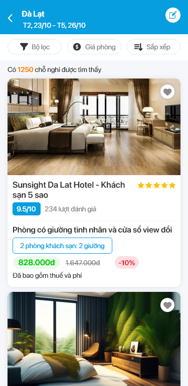 App booking Khách sạn / Resort